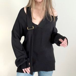 LUCYSWHIMS The Drop Black Cut Out Sweater Top size XS
